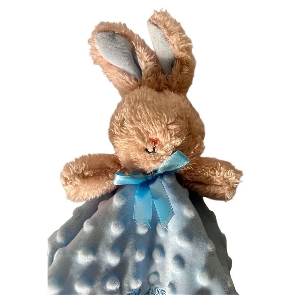 Parents Choice Blue Bunny Lovey Security Blanket My First Easter Minky Dot